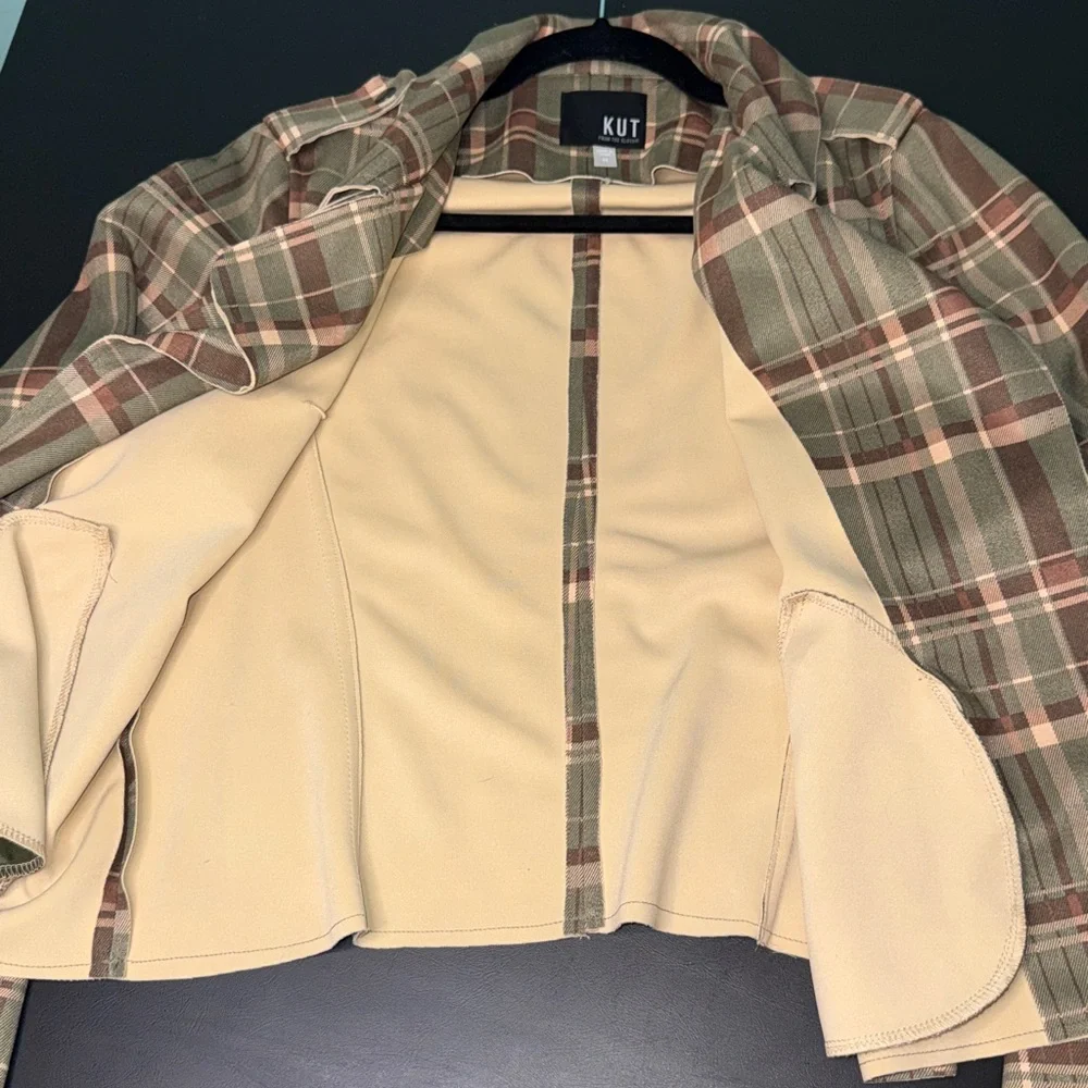 Kut from the Kloth Plaid Blazer - Olive, Brown and Tan - Picture 8 of 8